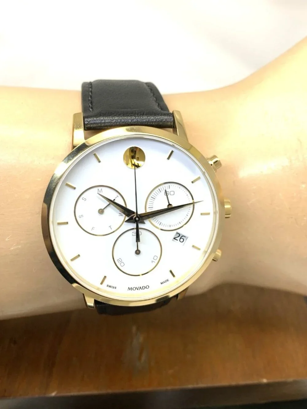 Movado Men's Watch 0607888 Museum Swiss Quartz Chronograph White Dial Leather